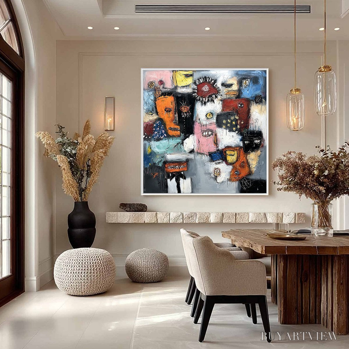 BUYARTVIEW Static – Expressive Neo-Expressionist Abstract Faces Painting - image 4