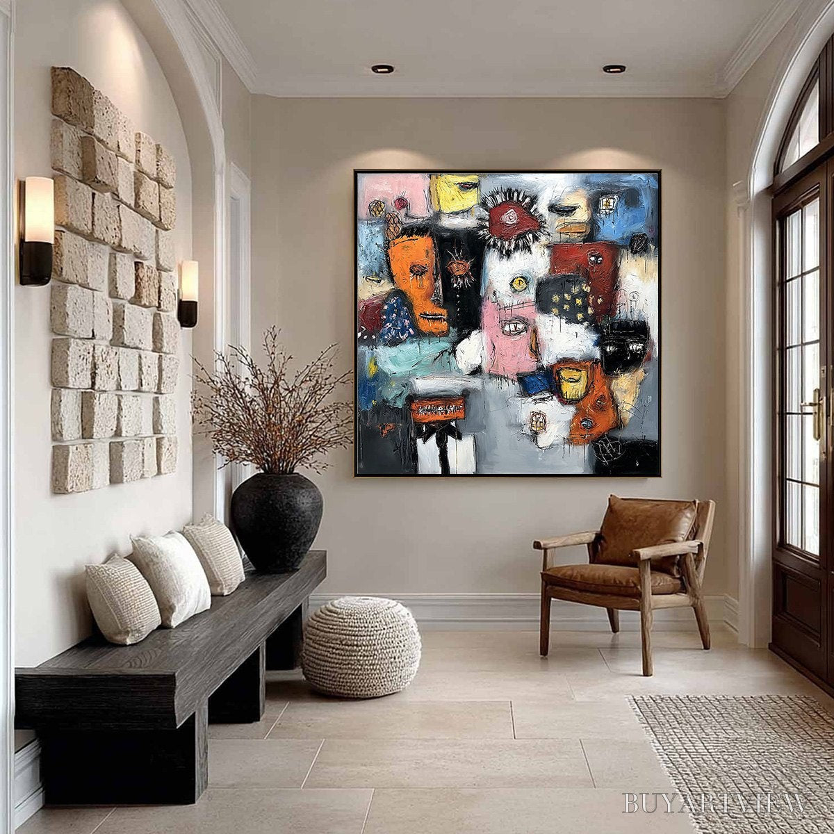 BUYARTVIEW Static – Expressive Neo-Expressionist Abstract Faces Painting - image 6