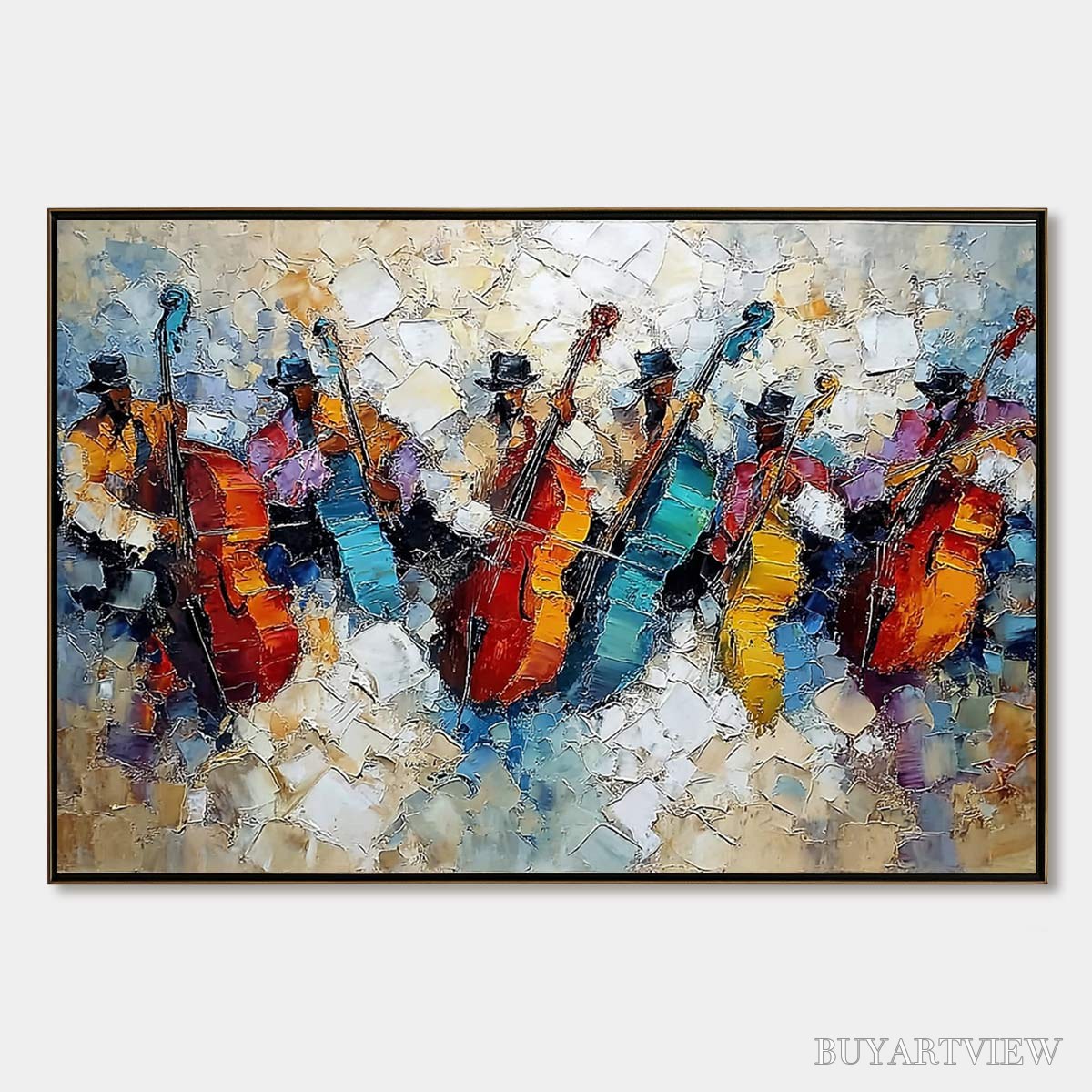 BUYARTVIEW Jazzmen'S Jam – Textured Impasto Painting of Musicians - image 1