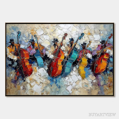 BUYARTVIEW Jazzmen'S Jam – Textured Impasto Painting of Musicians - image 1