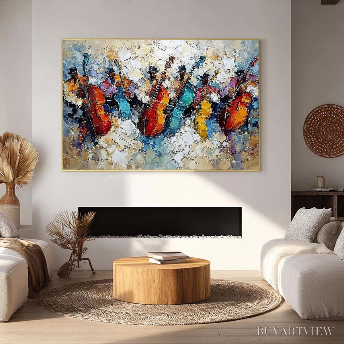 BUYARTVIEW Jazzmen'S Jam – Textured Impasto Painting of Musicians - image 2