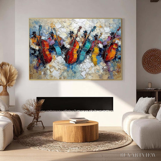 BUYARTVIEW Jazzmen'S Jam – Textured Impasto Painting of Musicians - image 2