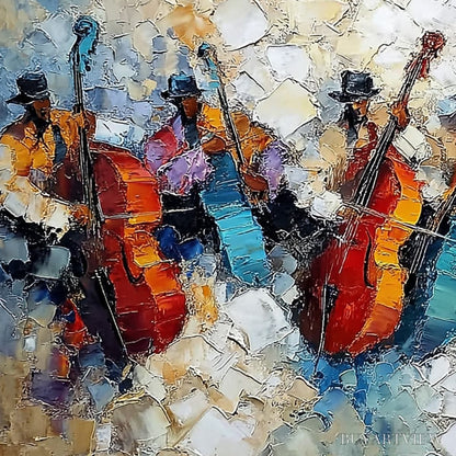 BUYARTVIEW Jazzmen'S Jam – Textured Impasto Painting of Musicians - image 3