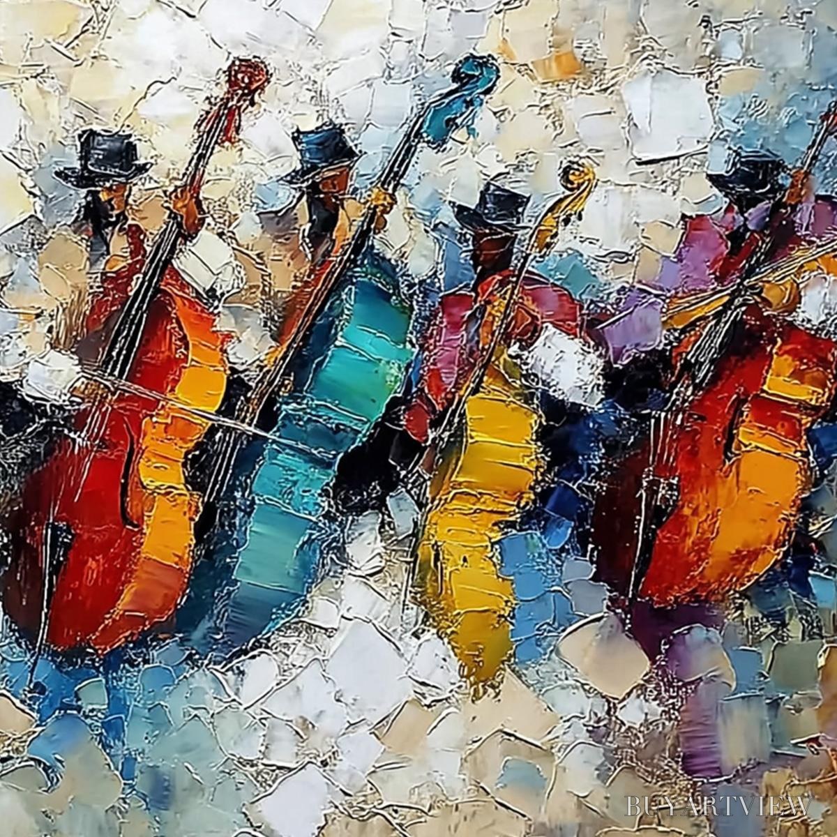 BUYARTVIEW Jazzmen'S Jam – Textured Impasto Painting of Musicians - image 5