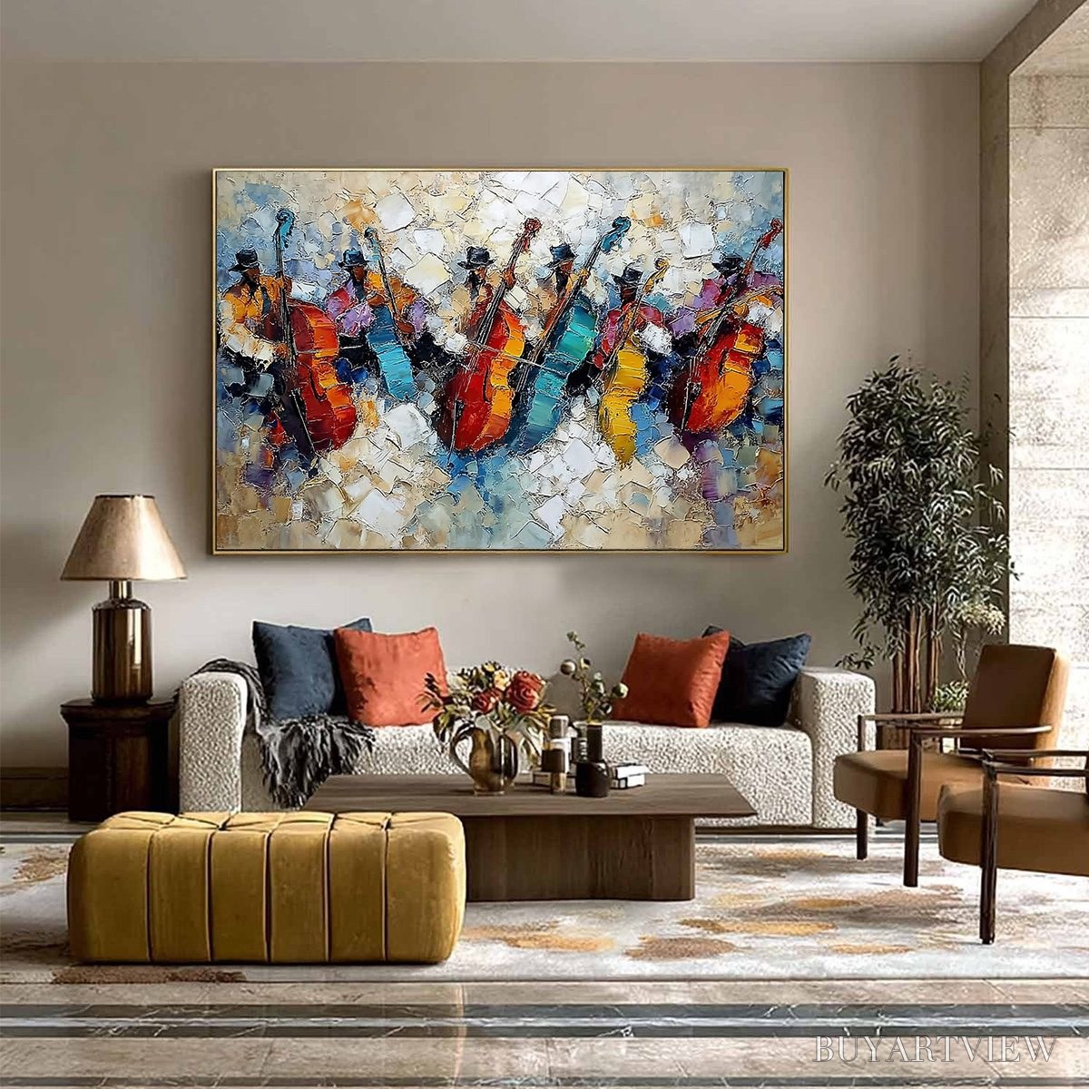 BUYARTVIEW Jazzmen'S Jam – Textured Impasto Painting of Musicians - image 6