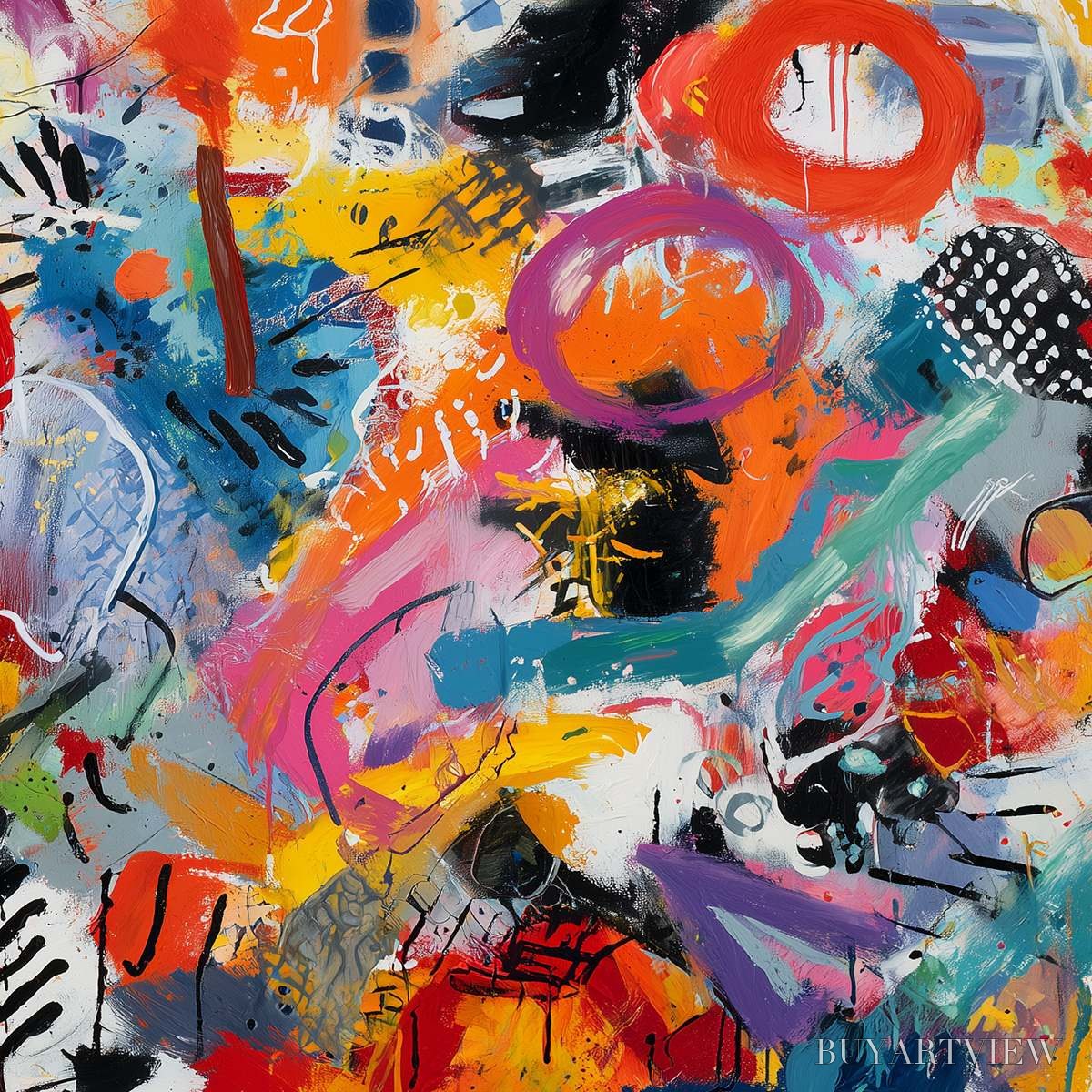 BUYARTVIEW Urban Pulse – Large Colorful Abstract Graffiti Style - image 5