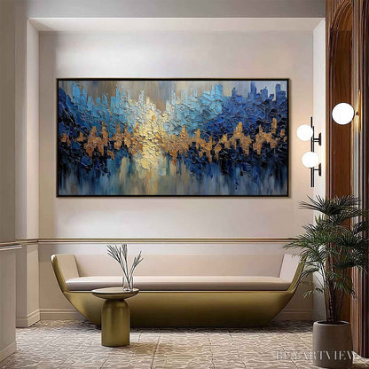 BUYARTVIEW Golden Horizon – Textured Abstract Cityscape Palette Knife Art - image 2