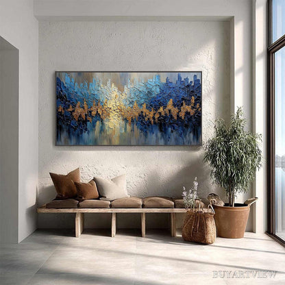 BUYARTVIEW Golden Horizon – Textured Abstract Cityscape Palette Knife Art - image 4