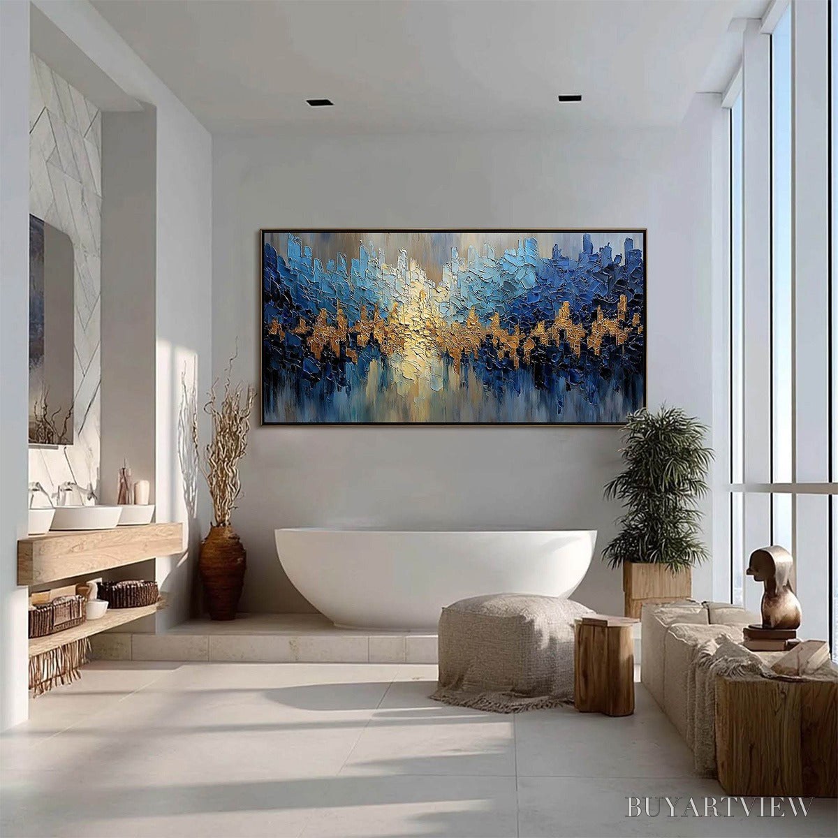 BUYARTVIEW Golden Horizon – Textured Abstract Cityscape Palette Knife Art - image 6
