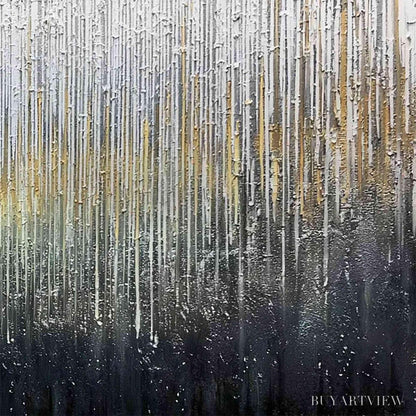 BUYARTVIEW Metallic Cascade – Large Textured Abstract Gold and Silver Horizontal Painting - image 5