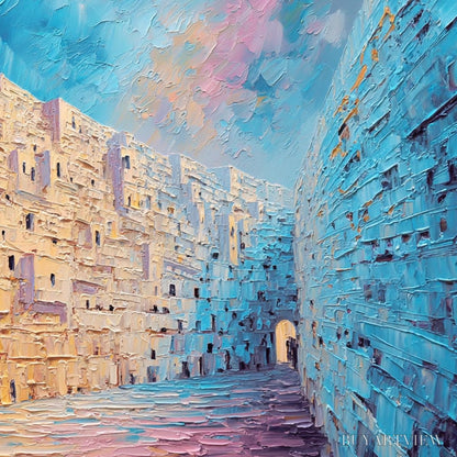 BUYARTVIEW Aegean Passage – Heavily Textured Palette Knife Cityscape - image 3