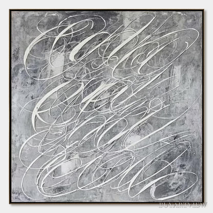 BUYARTVIEW Urban Calligraphy – Textured Monochrome Abstract Calligraphy Painting - image 1
