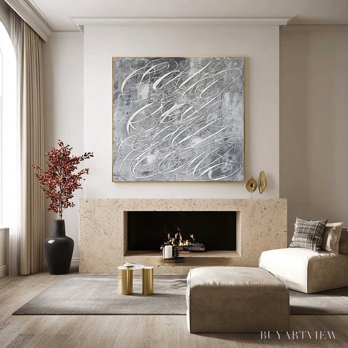 BUYARTVIEW Urban Calligraphy – Textured Monochrome Abstract Calligraphy Painting - image 6