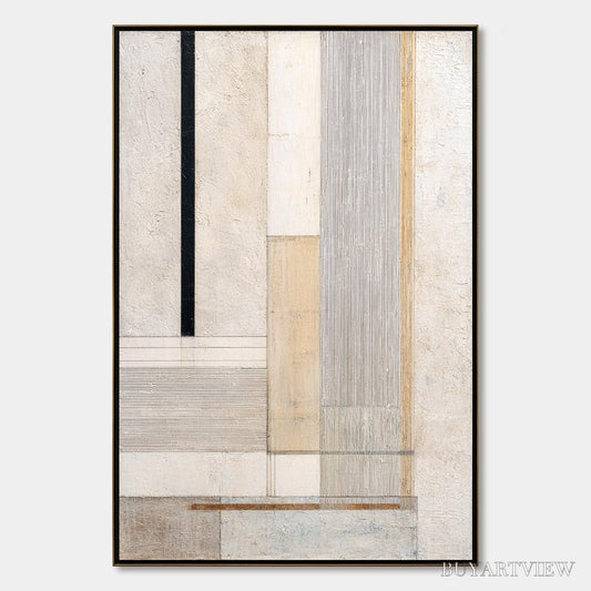 BUYARTVIEW Urban Grid – Textured Minimalist Architectural Abstract Painting - image 1