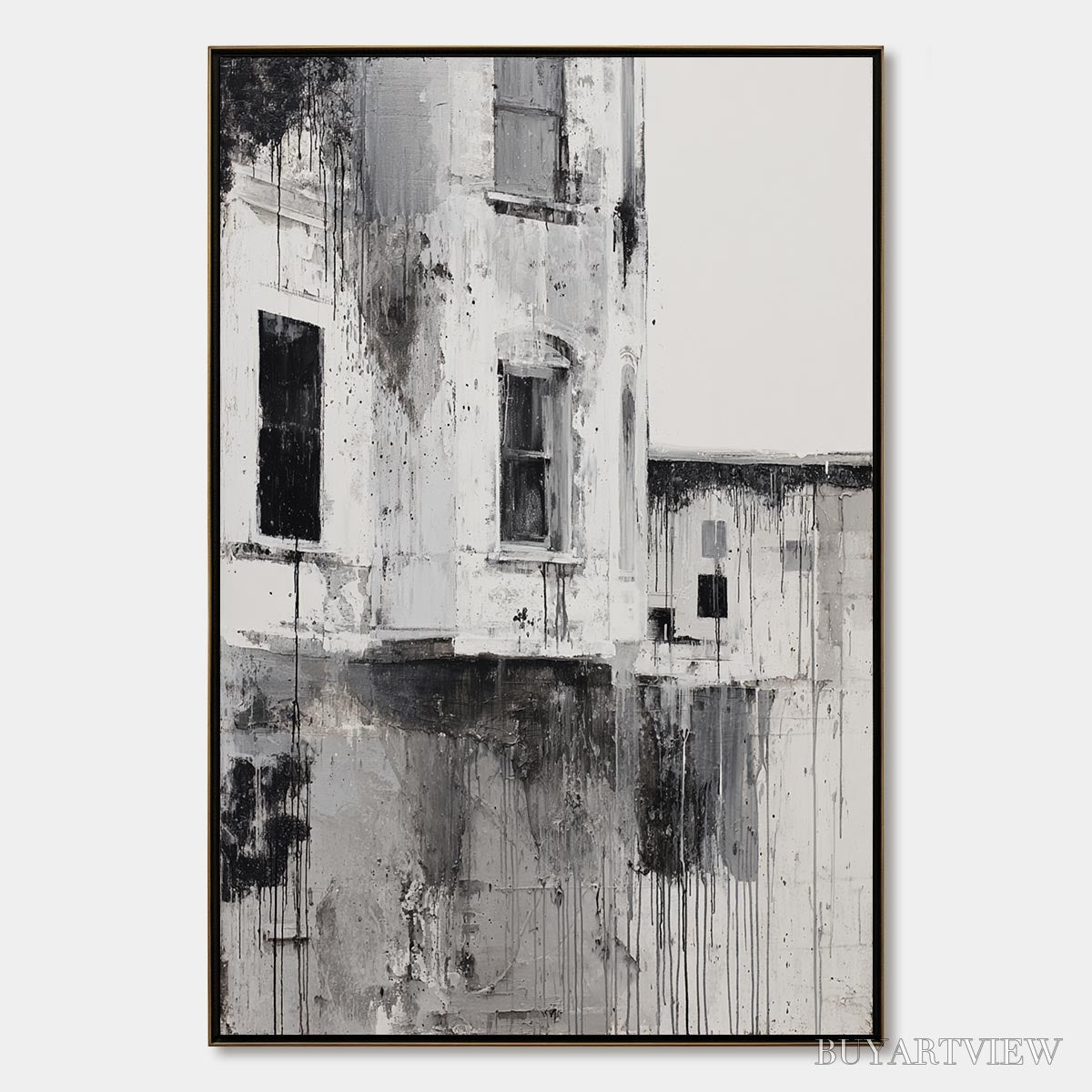 BUYARTVIEW Fading Facade – Monochromatic Abstract Architecture Painting - image 1
