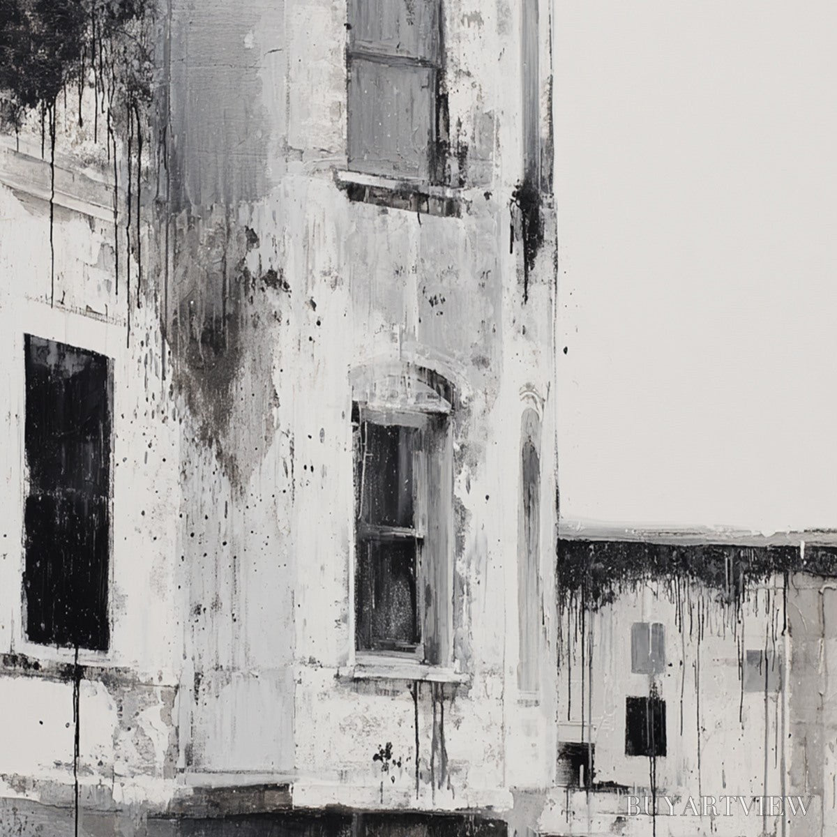 BUYARTVIEW Fading Facade – Monochromatic Abstract Architecture Painting - image 3