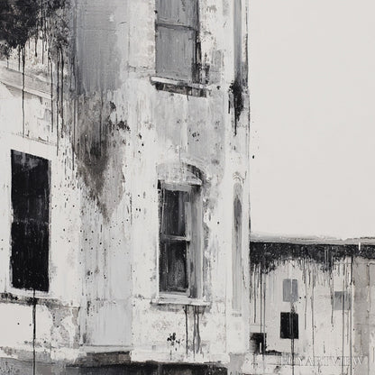 BUYARTVIEW Fading Facade – Monochromatic Abstract Architecture Painting - image 3