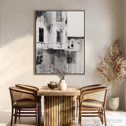 BUYARTVIEW Fading Facade – Monochromatic Abstract Architecture Painting - image 4