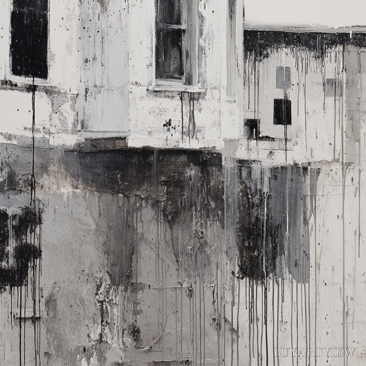 BUYARTVIEW Fading Facade – Monochromatic Abstract Architecture Painting - image 5