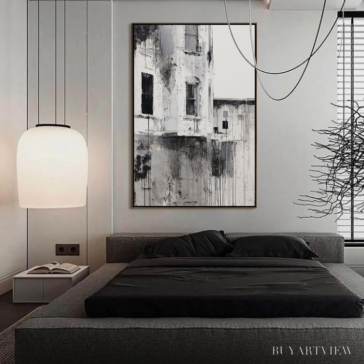 BUYARTVIEW Fading Facade – Monochromatic Abstract Architecture Painting - image 6