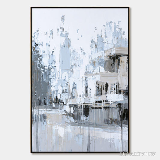 BUYARTVIEW Urban Echo – Abstract Minimalist Cityscape Painting - image 1
