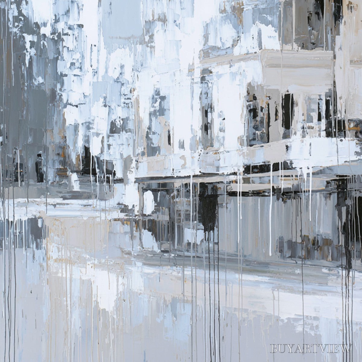 BUYARTVIEW Urban Echo – Abstract Minimalist Cityscape Painting - image 3