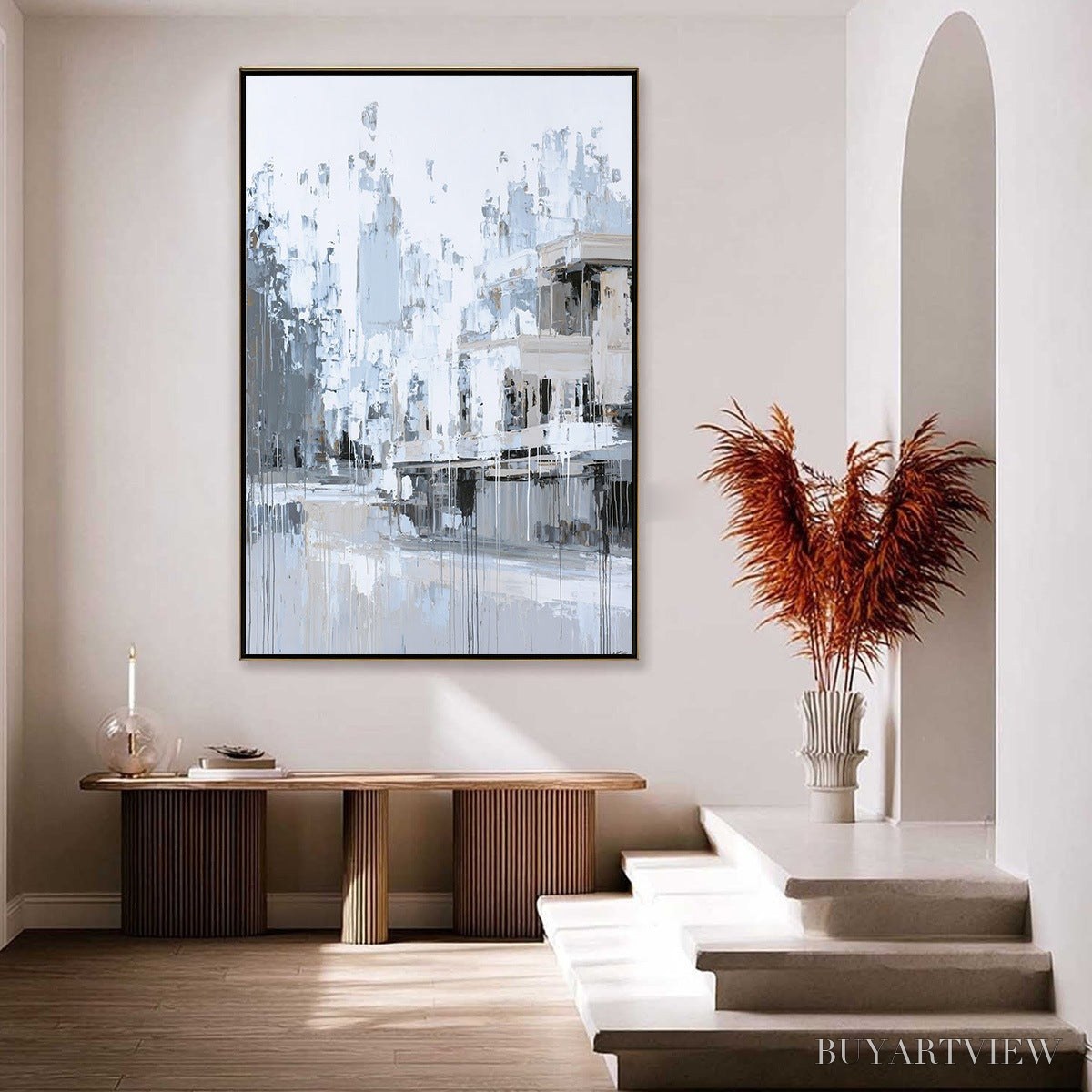 BUYARTVIEW Urban Echo – Abstract Minimalist Cityscape Painting - image 4