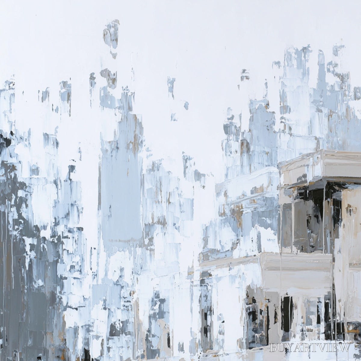 BUYARTVIEW Urban Echo – Abstract Minimalist Cityscape Painting - image 5
