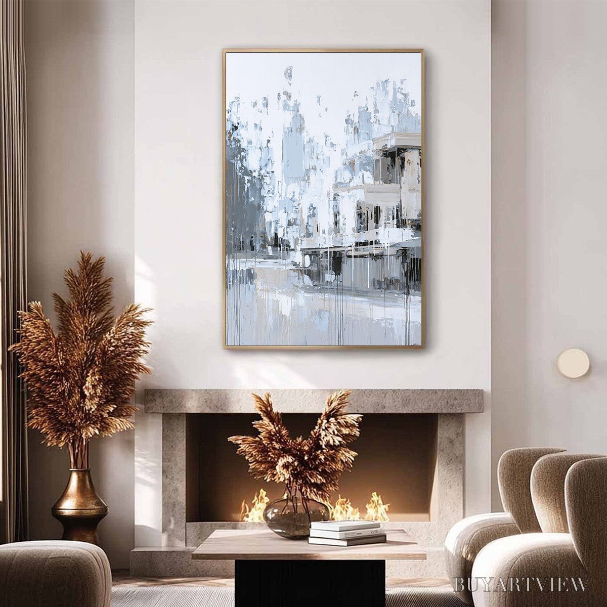 BUYARTVIEW Urban Echo – Abstract Minimalist Cityscape Painting - image 6
