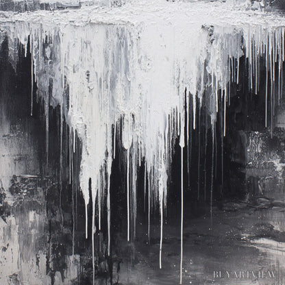 BUYARTVIEW Concrete Cascade – Textured Black and White Abstract Cityscape - image 5