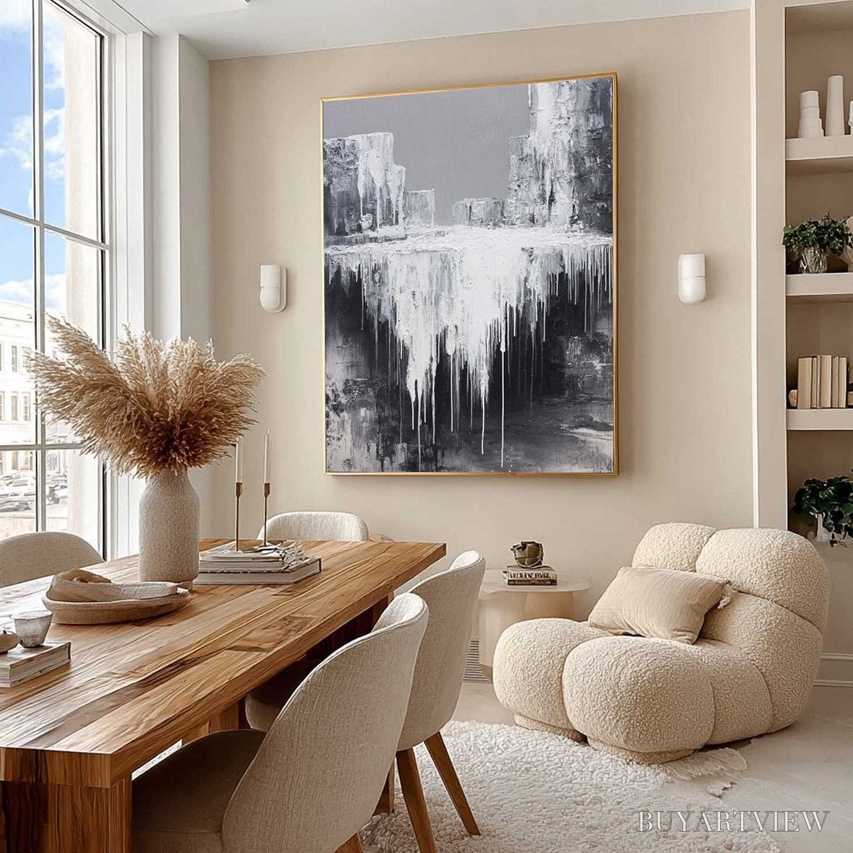 BUYARTVIEW Concrete Cascade – Textured Black and White Abstract Cityscape - image 6