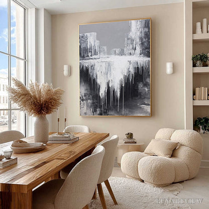BUYARTVIEW Concrete Cascade – Textured Black and White Abstract Cityscape - image 6