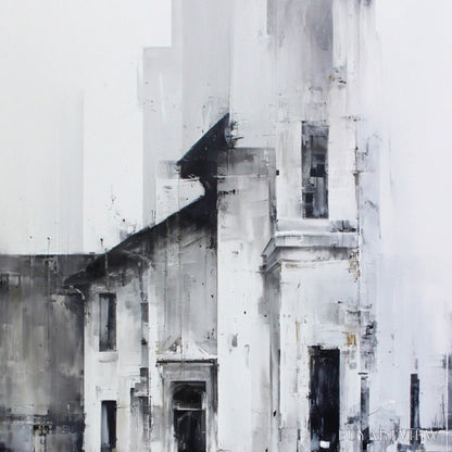 BUYARTVIEW Architectural Echo – Monochrome Abstract Cityscape Painting - image 5