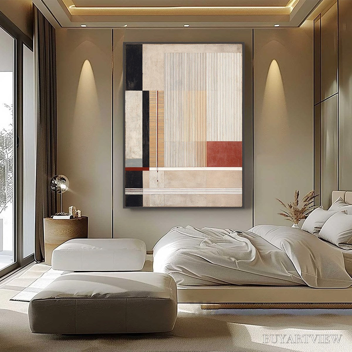BUYARTVIEW Urban Grid – Modern Geometric Abstract Architectural Painting - image 4