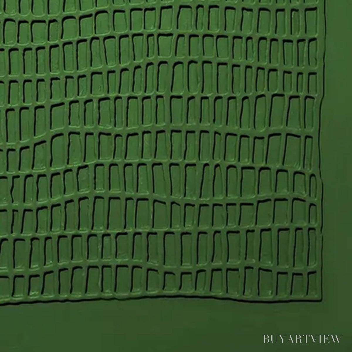 BUYARTVIEW Emerald Grid – Minimalist Textured Abstract Oil Painting - image 3
