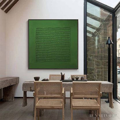BUYARTVIEW Emerald Grid – Minimalist Textured Abstract Oil Painting - image 4