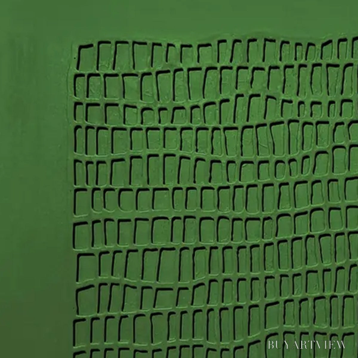 BUYARTVIEW Emerald Grid – Minimalist Textured Abstract Oil Painting - image 5
