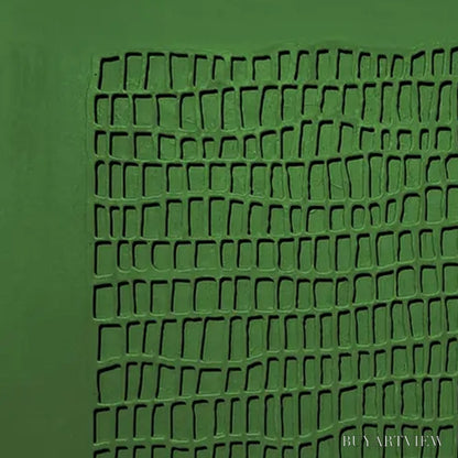BUYARTVIEW Emerald Grid – Minimalist Textured Abstract Oil Painting - image 5