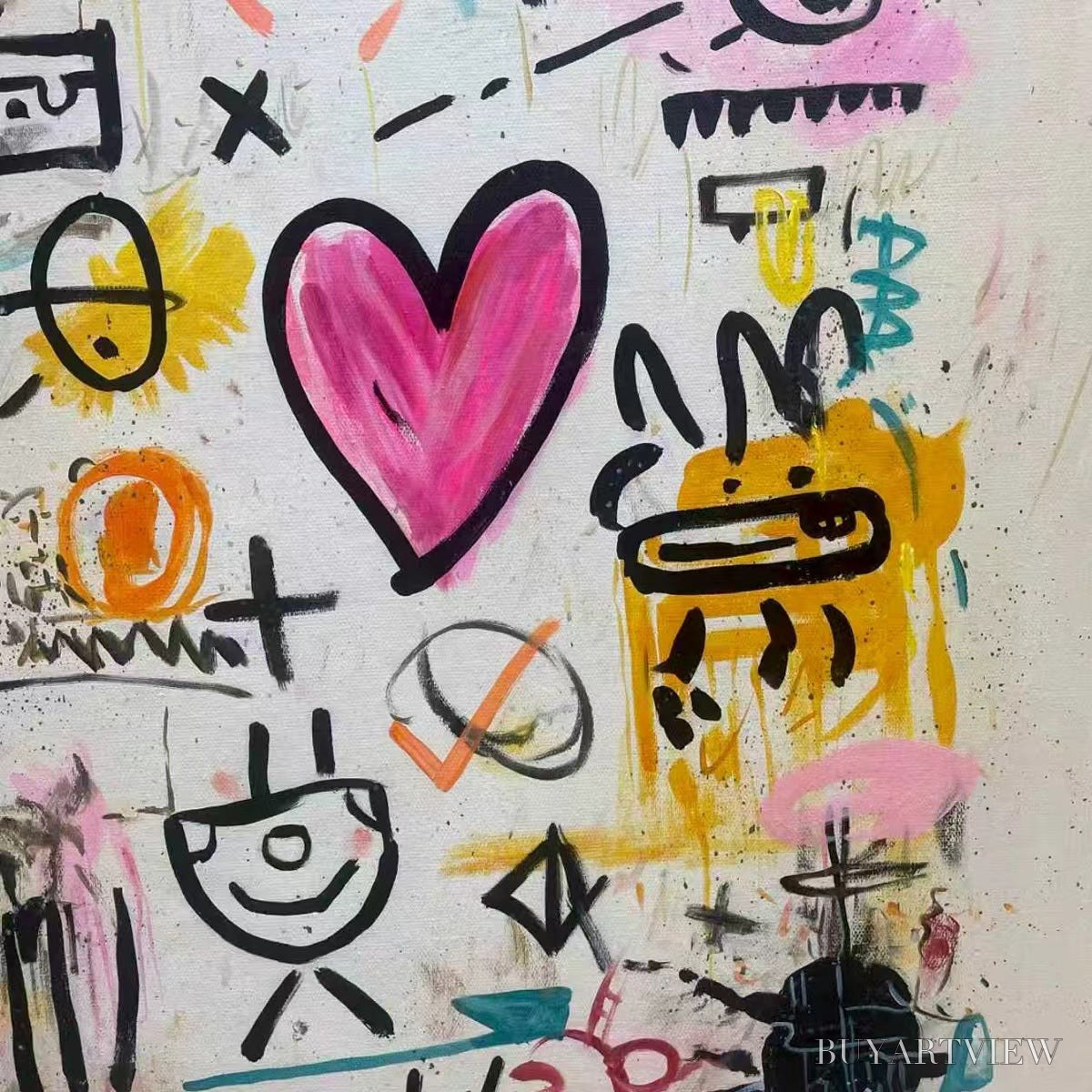 BUYARTVIEW Urban Heartbeat – Graffiti-Style Abstract Oil Painting - image 3