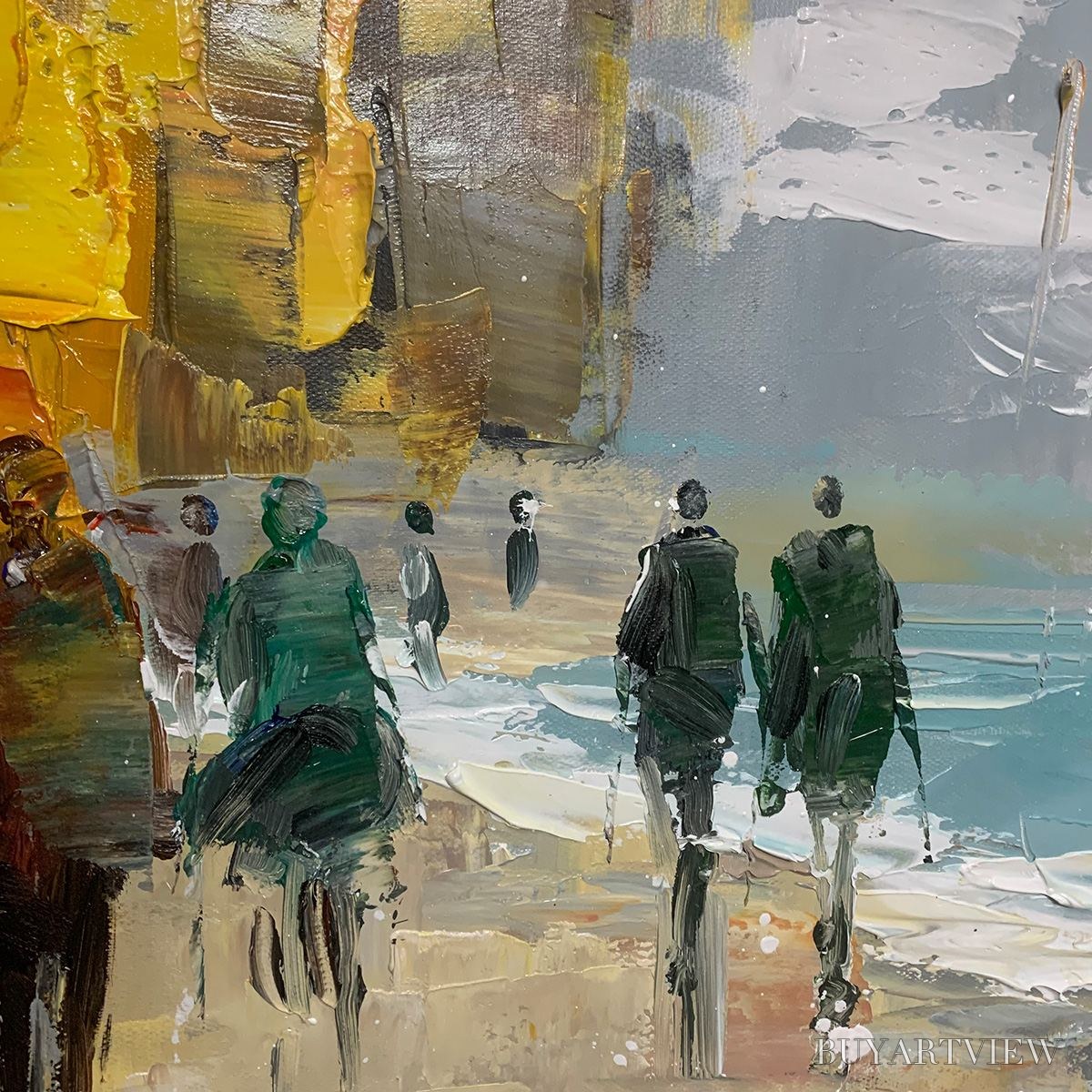 BUYARTVIEW Urban Vibrance – Textured Abstract Cityscape Oil Painting - image 5