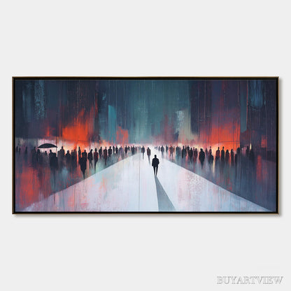 BUYARTVIEW Midnight Crossing – Minimalist Urban Cityscape Oil Painting - image 1