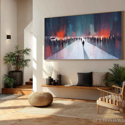 BUYARTVIEW Midnight Crossing – Minimalist Urban Cityscape Oil Painting - image 3
