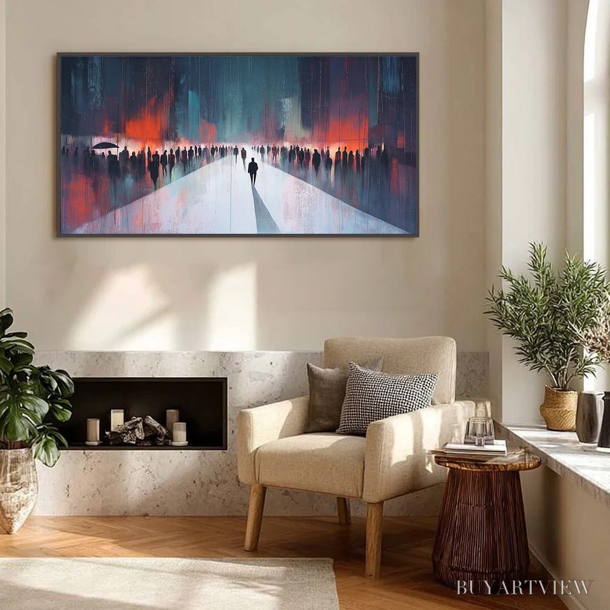 BUYARTVIEW Midnight Crossing – Minimalist Urban Cityscape Oil Painting - image 4