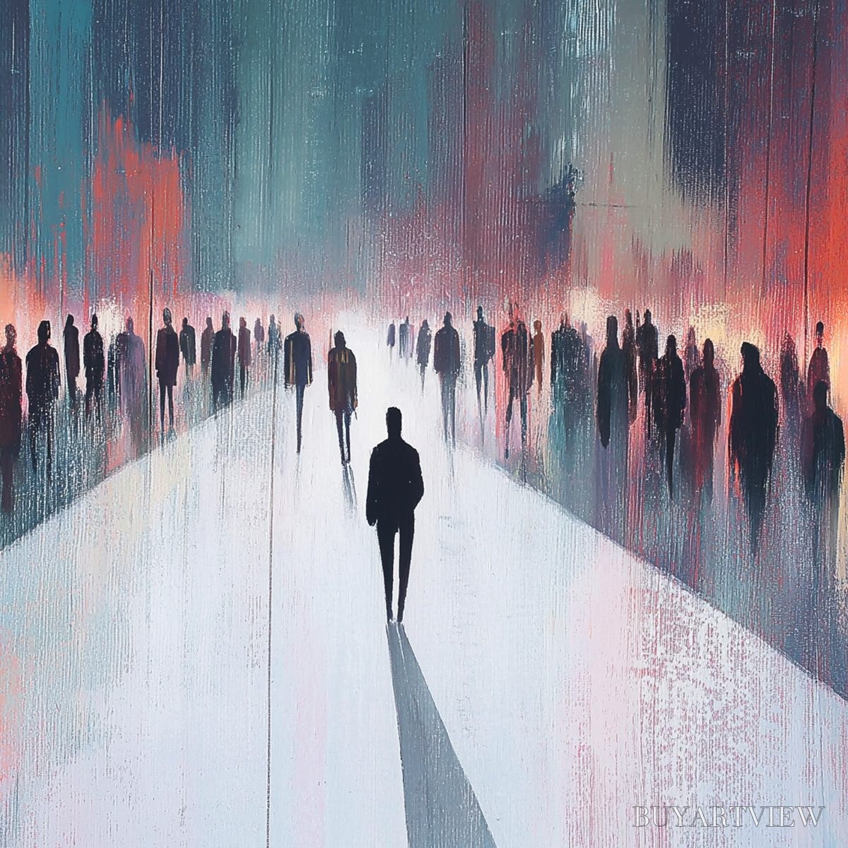 BUYARTVIEW Midnight Crossing – Minimalist Urban Cityscape Oil Painting - image 6