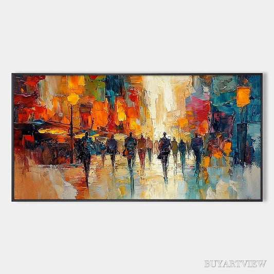 BUYARTVIEW City Lights – Textured Impasto Cityscape Oil Painting - image 1
