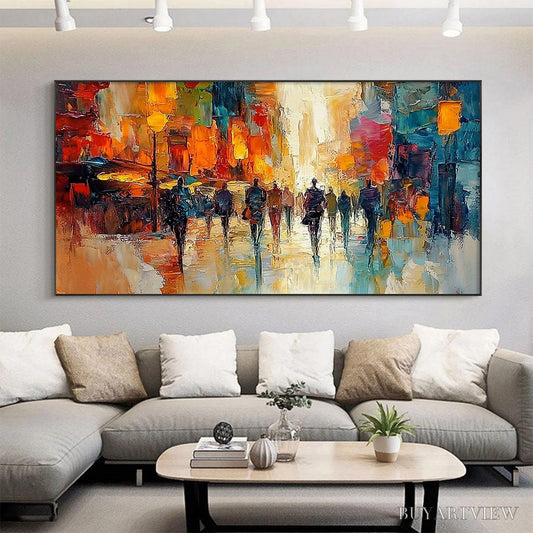 BUYARTVIEW City Lights – Textured Impasto Cityscape Oil Painting - image 2