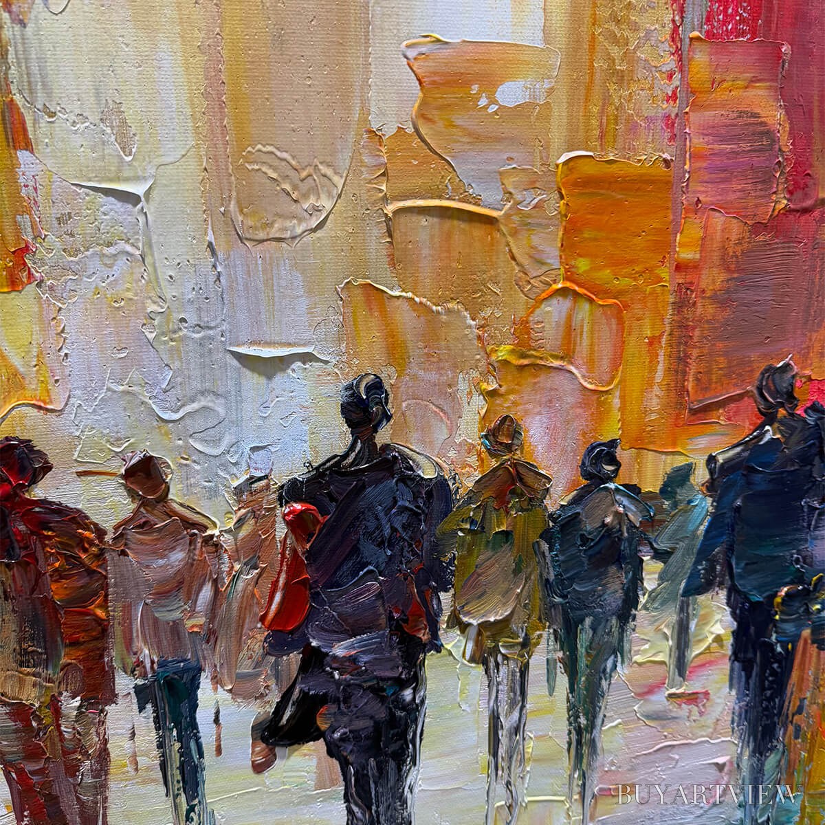 BUYARTVIEW City Lights – Textured Impasto Cityscape Oil Painting - image 3