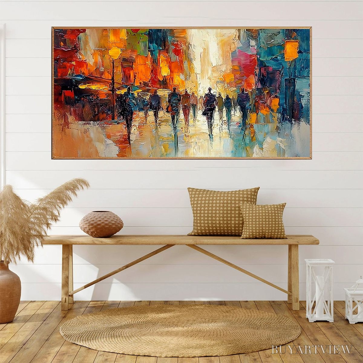 BUYARTVIEW City Lights – Textured Impasto Cityscape Oil Painting - image 4