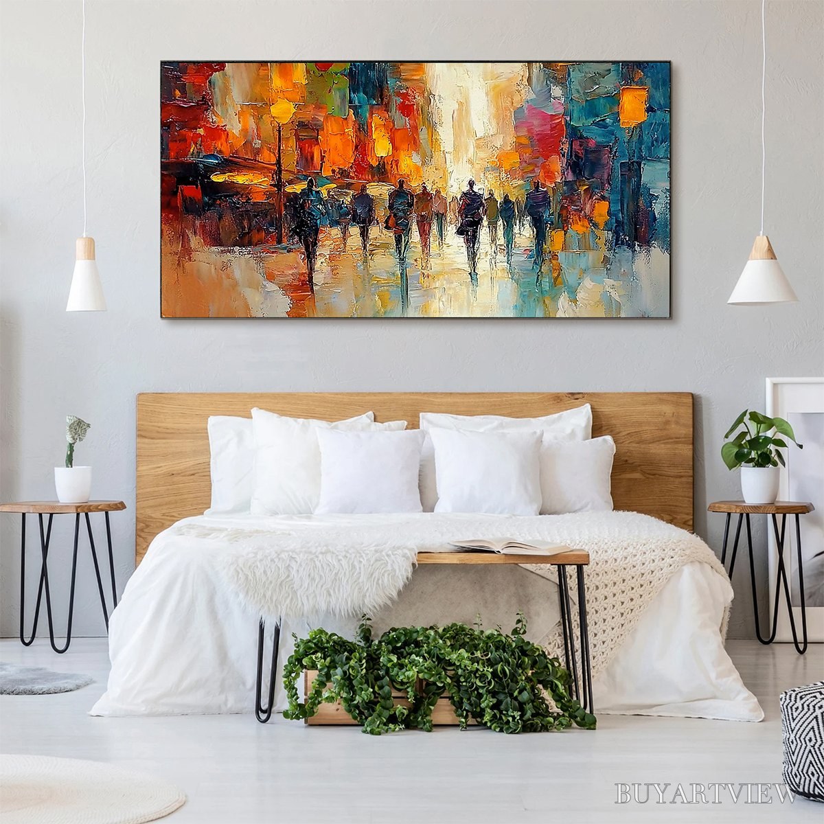 BUYARTVIEW City Lights – Textured Impasto Cityscape Oil Painting - image 5
