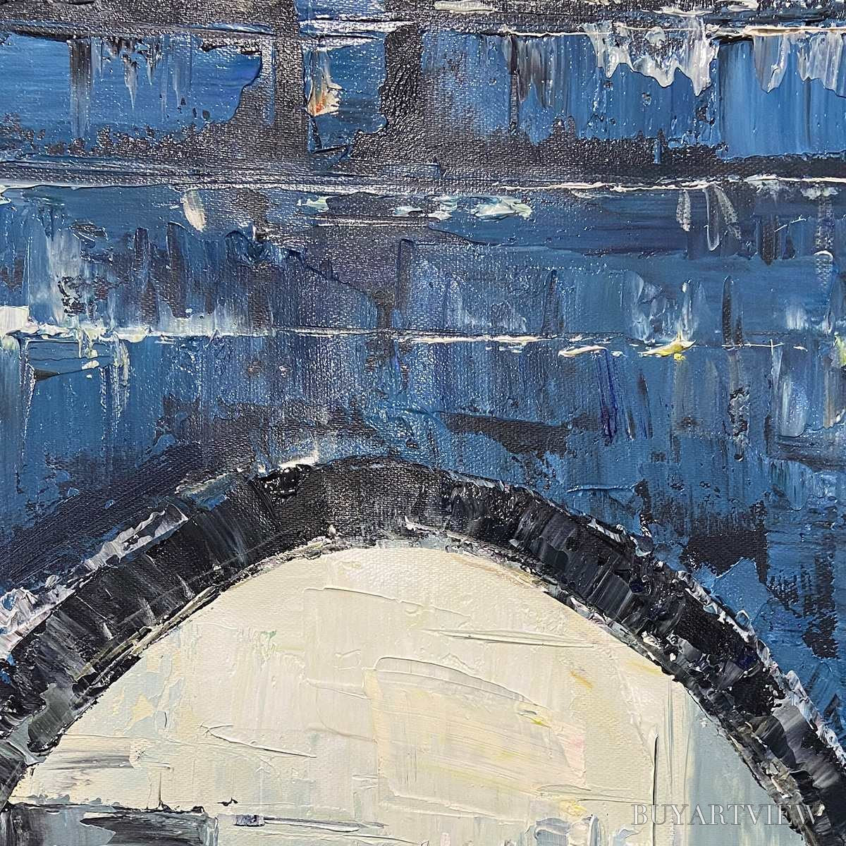 BUYARTVIEW City Lights – Impressionistic Cityscape Oil Painting of Bridge - image 6